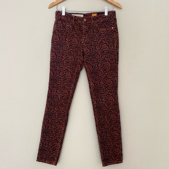 PILCRO AND THE LETTERPRESS Navy Orange Serif Corduroy Pants Paisley - Picture 2 of 13
